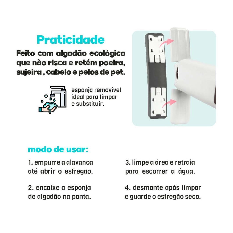 Mini Mop Esfregão Portátil Absorvente Multifuncional